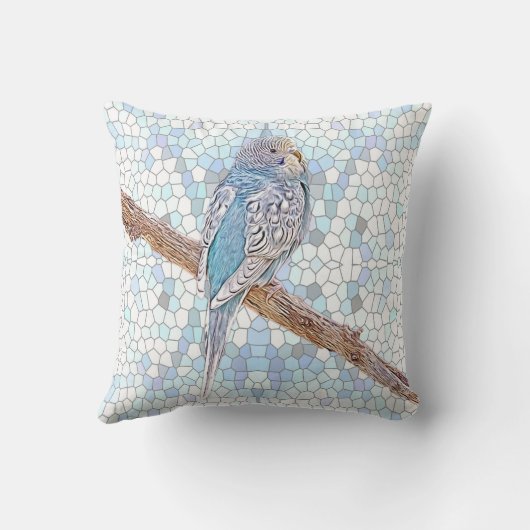 Kute blauwe boon op mozaïekachtergrond kussen (Achterkant)