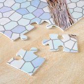 Kute blauwe boon op mozaïekachtergrond legpuzzel (Zijkant)