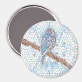 Kute blauwe boon op mozaïekachtergrond magneet (Voorkant / Achterkant)