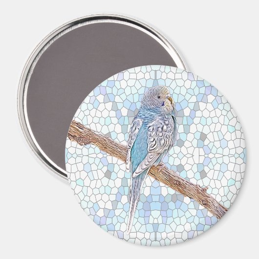 Kute blauwe boon op mozaïekachtergrond magneet (Voorkant / Achterkant)