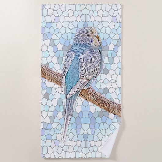 Kute blauwe boon op mozaïekachtergrond strandlaken (Voorkant)