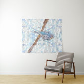 Kute blauwe boon op mozaïekachtergrond wandkleed (In Situ (horizontaal))