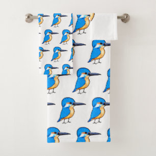 Kute Blauwe IJsvogel Vogel Kunst Bad Handdoek