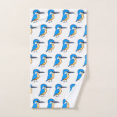 Kute Blauwe IJsvogel Vogel Kunst Bad Handdoek (Handdoek)