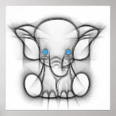 Kute blauwe ogen olifant poster (Voorkant)