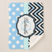 Kute blauwe Stippen en strepen Sherpa Deken (Voorkant)