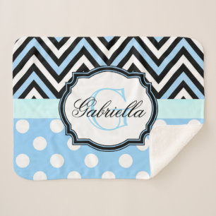 Kute blauwe Stippen en strepen Sherpa Deken