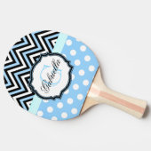 Kute blauwe Stippen en strepen Tafeltennisbatje (Zijkant)
