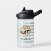 Kute blauwe strepen | Monogram Waterfles (Links)