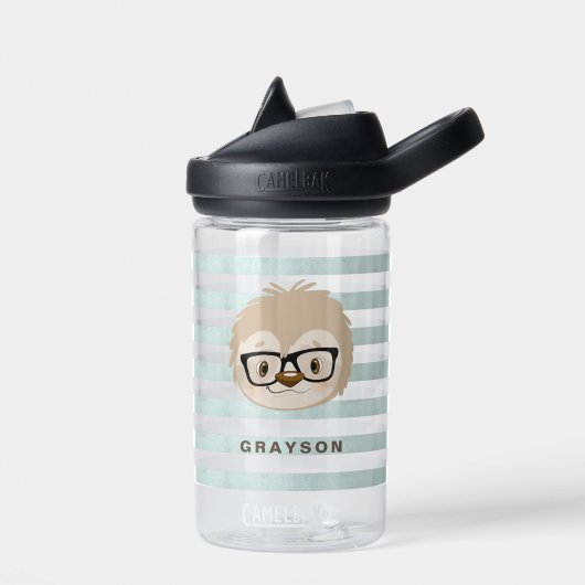 Kute blauwe strepen | Monogram Waterfles (Links)