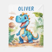 Kute Blauwe Trex Dinosaurus Persoonlijk Fleece Deken (Voorkant)