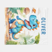 Kute Blauwe Trex Dinosaurus Persoonlijk Fleece Deken (Voorkant (Horizontaal))