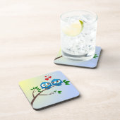 Kute blauwe vogels in de cartoon bier onderzetter (Rechterzijde)