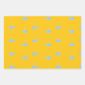 Kute blauwe walvissen op sinaasappel inpakpapier vel (Voorkant 3)