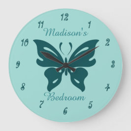 Kute Blauwgroen Butterfly Custom Girl's Bedroom Grote Klok