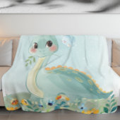 Kute Blauwgroen Dinosaur Kinder Blanket met Blush  Fleece Deken