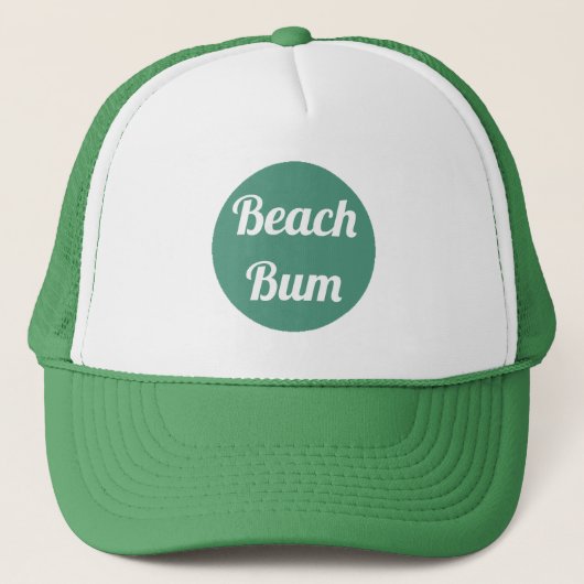 Kute Blauwgroen en White Beach Bum Typography Trucker Pet (Voorkant)