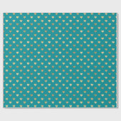 Kute Blauwgroen Gold Hearts Pattern Wrapping Paper Cadeaupapier (Vlak)
