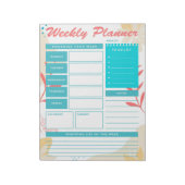 Kute Blauwgroen Green Weekly Planner Notitieblok (Linkerzijde)
