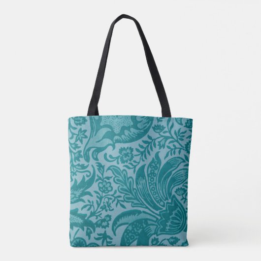 Kute  Blauwgroen groene Floral botanisch Tote Bag (Achterkant)