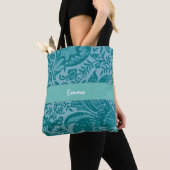 Kute  Blauwgroen groene Floral botanisch Tote Bag (Dichtbij)