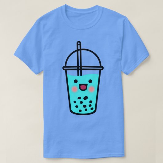 Kute blauwgroen melkthee met bobba t-shirt (Design voorkant)