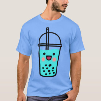 Kute blauwgroen melkthee met bobba t-shirt