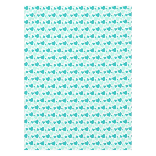 Kute Blauwgroen Mint Specized Heart Patroon Tafelkleed (Voorkant)