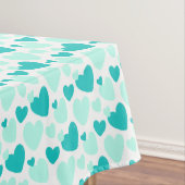 Kute Blauwgroen Mint Specized Heart Patroon Tafelkleed (Voorbeeld)
