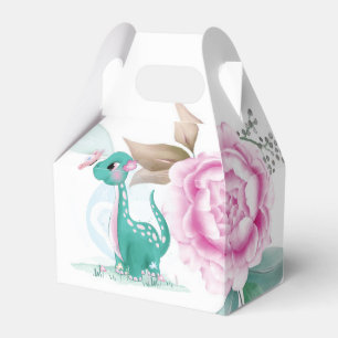 Kute Blauwgroen Roze Dinosaur Butterfly Girl Baby  Bedankdoosjes
