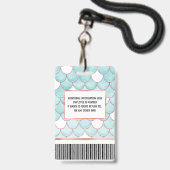 Kute Blauwgroen roze Waterverf Zeemeerminescales Badge (Back with Lanyard)