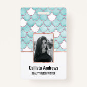 Kute Blauwgroen roze Waterverf Zeemeerminescales Badge (Voorkant)