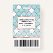 Kute Blauwgroen roze Waterverf Zeemeerminescales Badge (Achterkant)