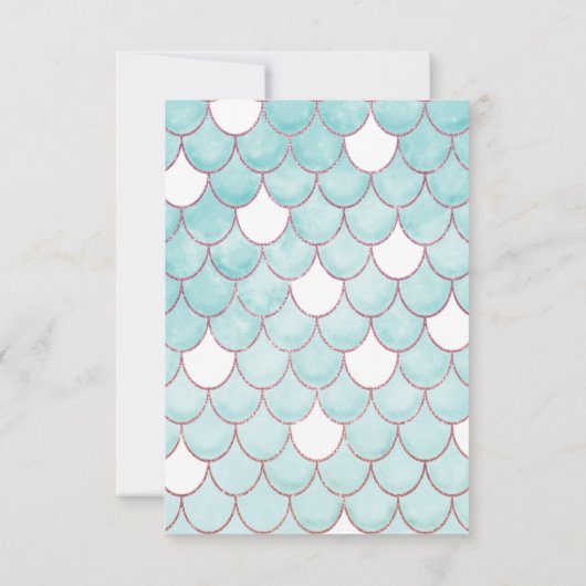 Kute Blauwgroen roze Waterverf Zeemeerminescales Bedankkaart (Achterkant)