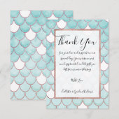 Kute Blauwgroen roze Waterverf Zeemeerminescales Bedankkaart (Voorkant / Achterkant)