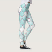 Kute Blauwgroen roze Waterverf Zeemeerminescales Leggings (Rechts)