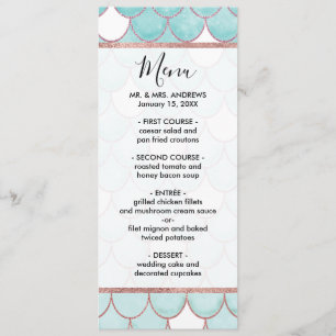 Kute Blauwgroen roze Waterverf Zeemeerminescales Menu