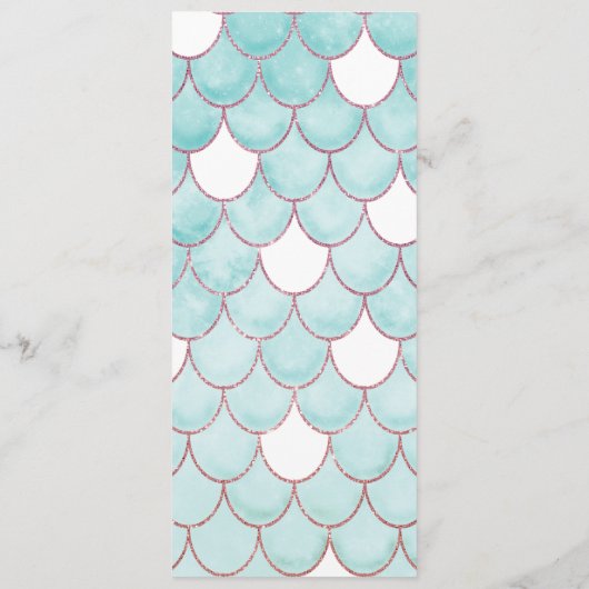 Kute Blauwgroen roze Waterverf Zeemeerminescales Menu (Achterkant)