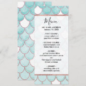 Kute Blauwgroen roze Waterverf Zeemeerminescales Menu (Voorkant / Achterkant)