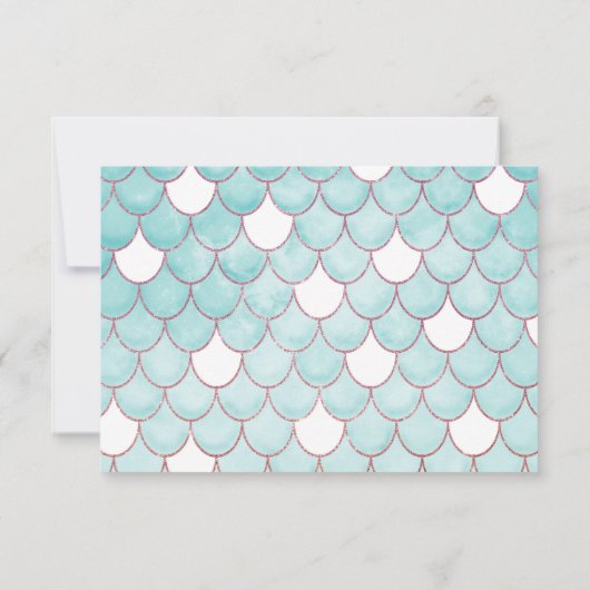 Kute Blauwgroen roze Waterverf Zeemeerminescales Save The Date (Achterkant)