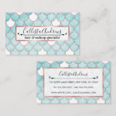 Kute Blauwgroen roze Waterverf Zeemeerminescales Visitekaartje (Voorkant / Achterkant)