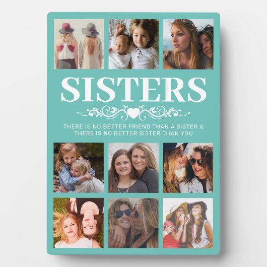 Kute Blauwgroen zusters Foto Collage Fotoplaat (voorkant)