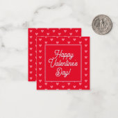 Kute Bleke Waterverf Hearts Pattern on Red Notitiekaartje (Voorkant / Achterkant in situ)