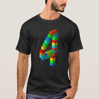 Kute Block Building 4th Birthday 4 Year Old Boys T-shirt