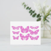 Kute  Block Print Butterfly in Pink Briefkaart (Staand voorkant)