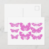 Kute  Block Print Butterfly in Pink Briefkaart (Voorkant / Achterkant)