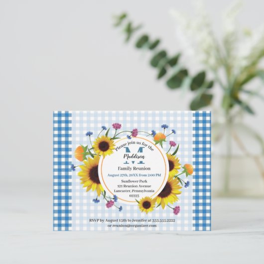 Kute, bloemen gezinshereniging uitnodiging (Staand voorkant)