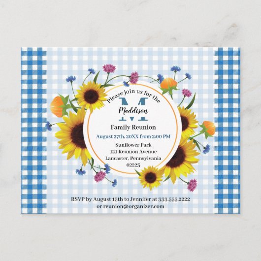 Kute, bloemen gezinshereniging uitnodiging (Voorkant)