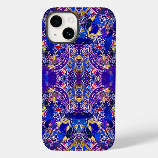 Kute blue abstracte elementen werpen kussen Case-Mate iPhone case (Achterkant)