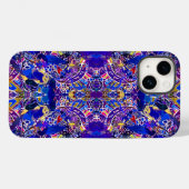 Kute blue abstracte elementen werpen kussen Case-Mate iPhone case (Achterkant (horizontaal))